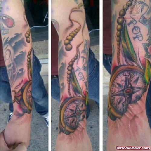 Full Sleeve Compass Tattoo