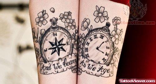 Daisy Flower And Compass Tattoo