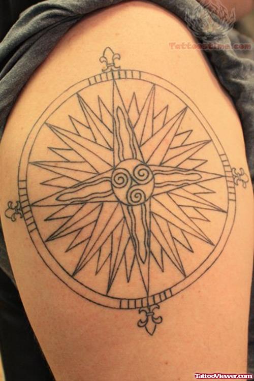 Outline Compass Tattoo