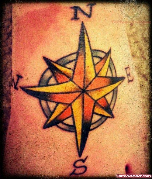 Yellow Compass Tattoos Image