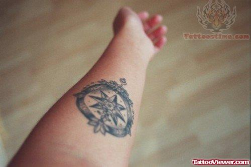 Compass Tattoo On Men Arm