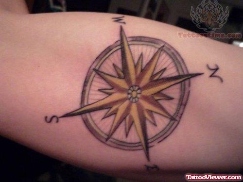 Compass Tattoo On Muscle
