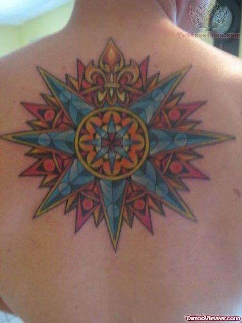 Awesome Compass Tattoo On Upper Back