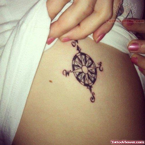 Compass Tattoo On Girl Rib