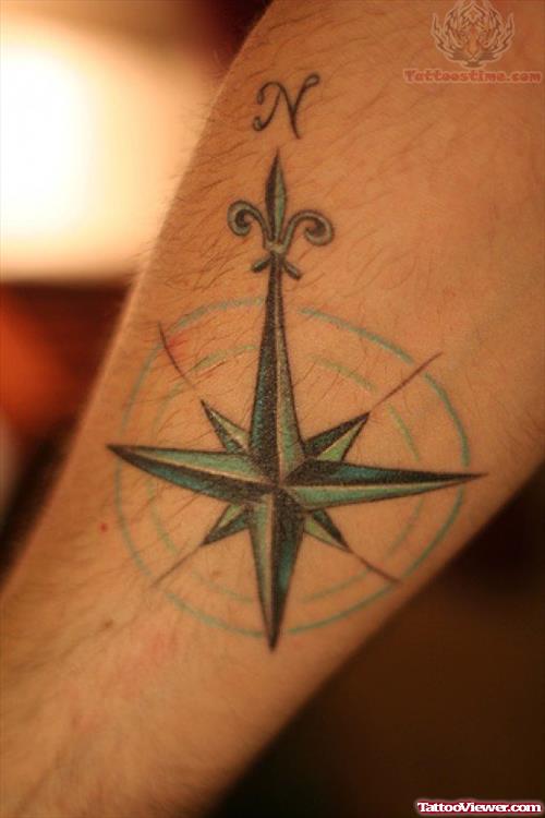 Fleur De Lis Compass Tattoo