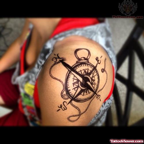 Upper Shoulder Compass Tattoo