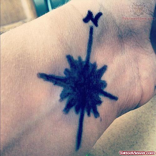 Ink Compass Tattoo On Wrist