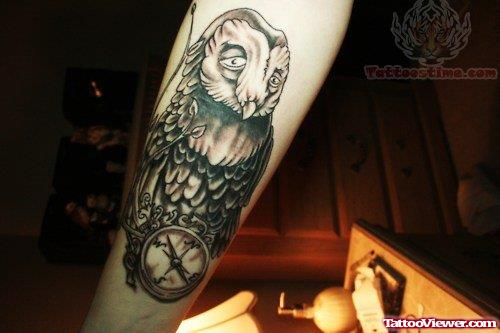 Owl And Compass Tattoo