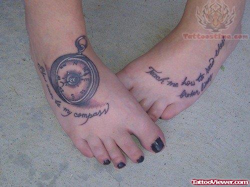 Compass Tattoos On Feet