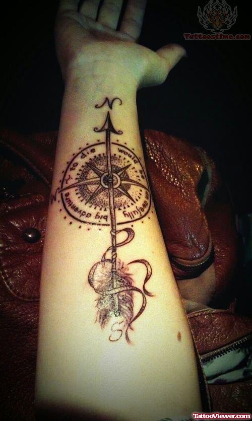 Large Compass Tattoo On Arm