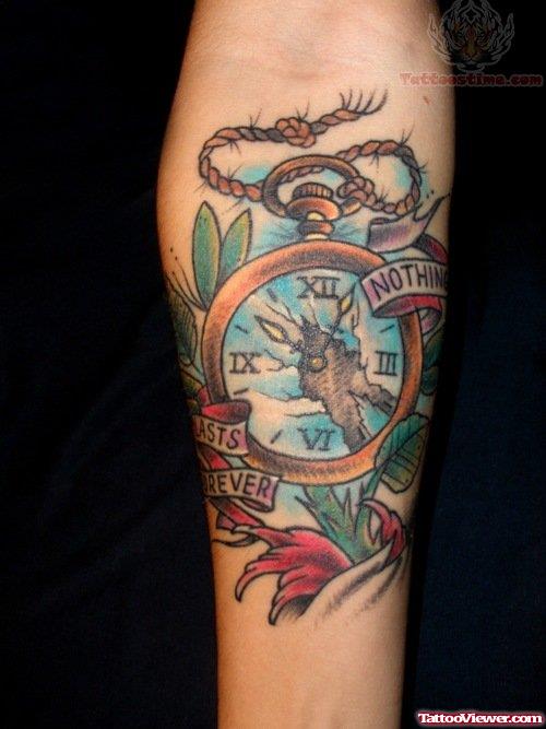 Banner And Compass Tattoo