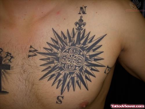 Compass Tattoo On Chest