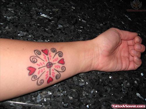 Compass Heart Tattoos On Arm