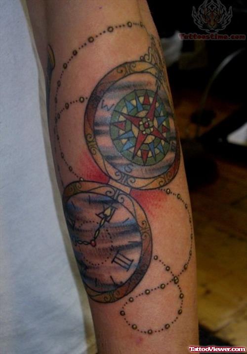Compass Tattoos On Full Sleeve