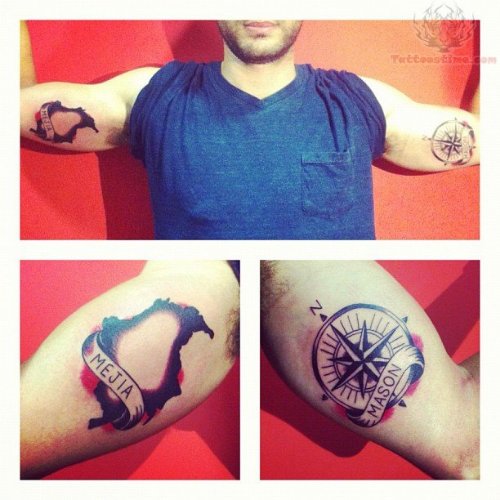Compass Tattoos On Muscles