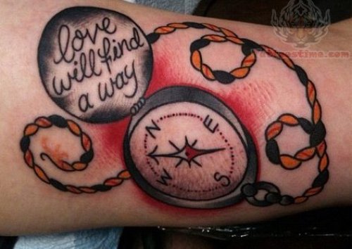 Love Will Find A Way - Compass Tattoo