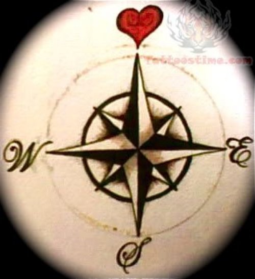 Heart And Compass Tattoo