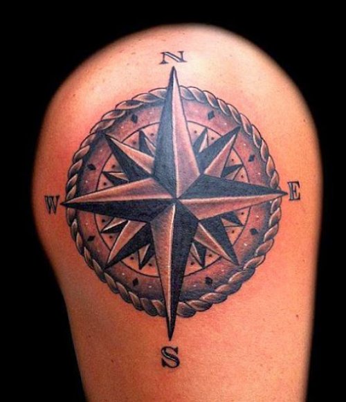 Compass Tattoo Design For Shoulder