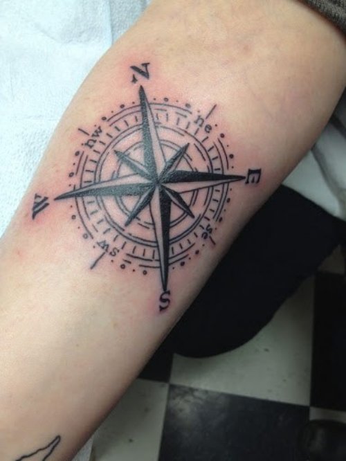 Awesome Compass Tattoo Design On Arm Sleeve