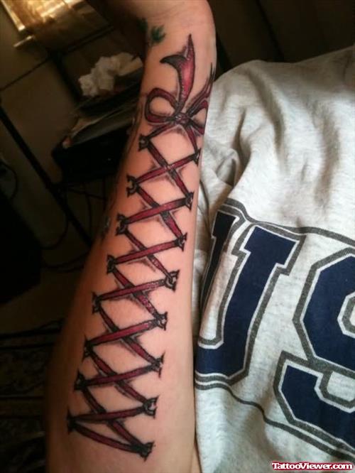Corset Tattoo For Arm