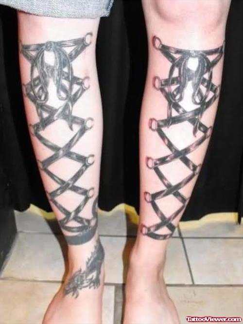 Corset Tattoo Design On Legs