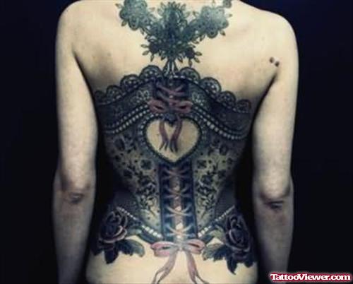 Heart Corset Tattoo On Back