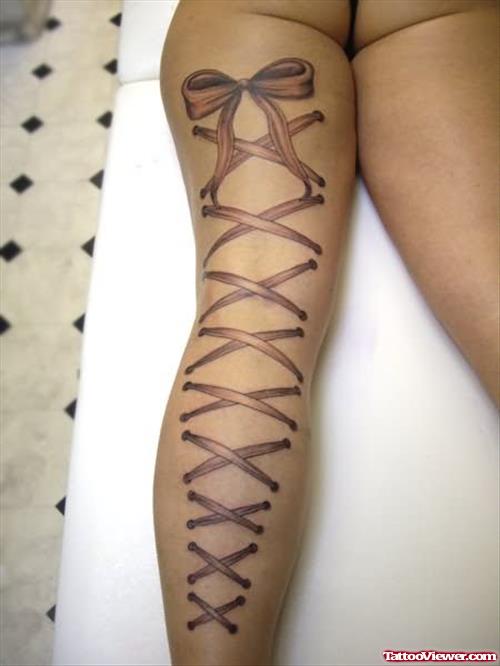 COrset Tattoo On Full Leg