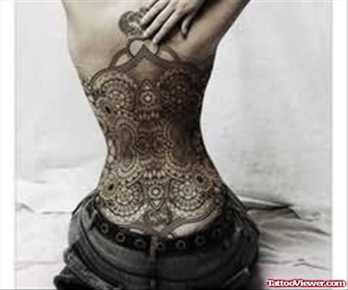 Amazing Corset Tattoo On Back