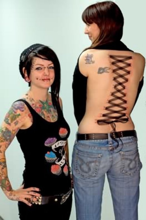 Crazy Corset Tattoo For Girls