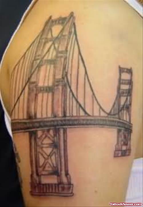 American Bridge Tattoo On Shoulder