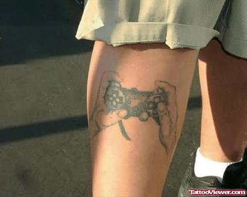 Geek Country Tattoo On Leg