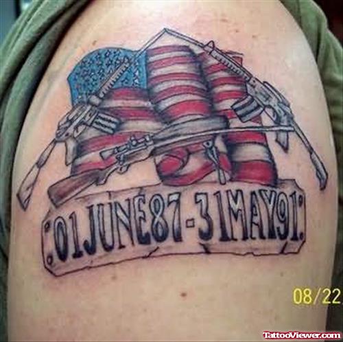 American Country Tattoo On Shoulder