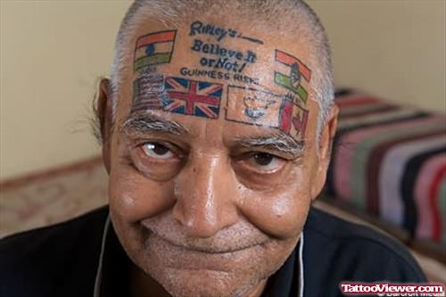 Country Flags Tattoos On Forehead