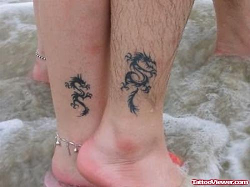 Tiny Dragon Tattoo On Ankle