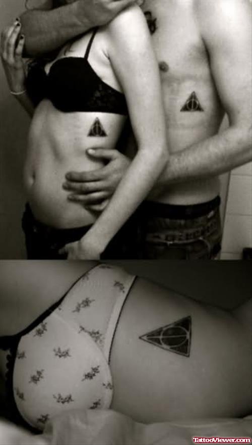 Love Couple Tattoo On Ribs