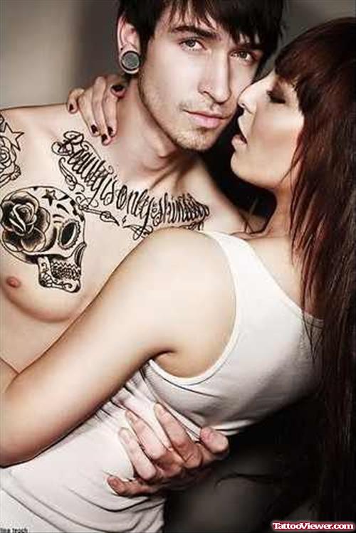 Couple Tattoo On chest