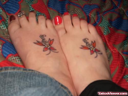Matching Tattoos For Couples on Foot