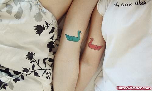 Duck Couple Tattoo On Arm