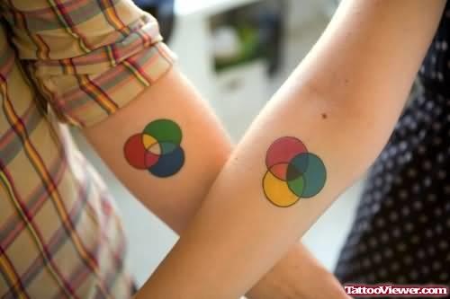 Colour Circles Couple Tattoo