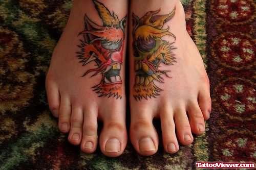 Couple Tattoo On Foot