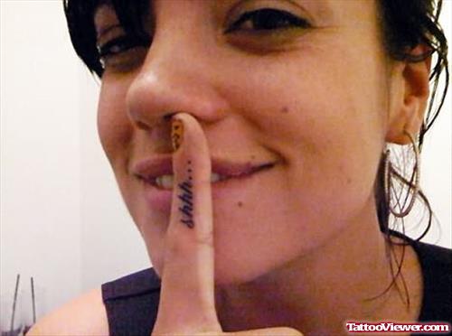 Shhhhh Tattoo On Finger