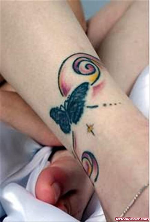 Butterfly Couple Tattoo On Feet