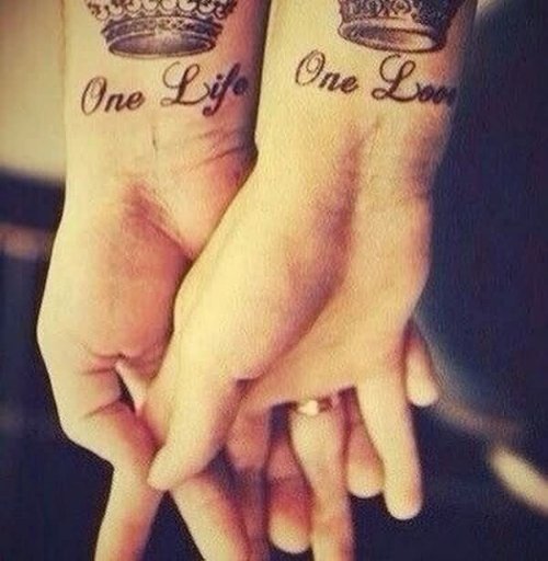 One Life One Love Couple Tattoos On Wrists