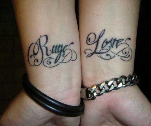 Rage Love Couple Tattoos On Wrist