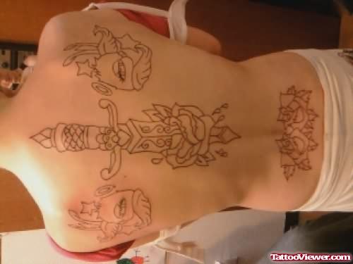 Cowboy Tattoo On Back For Girls