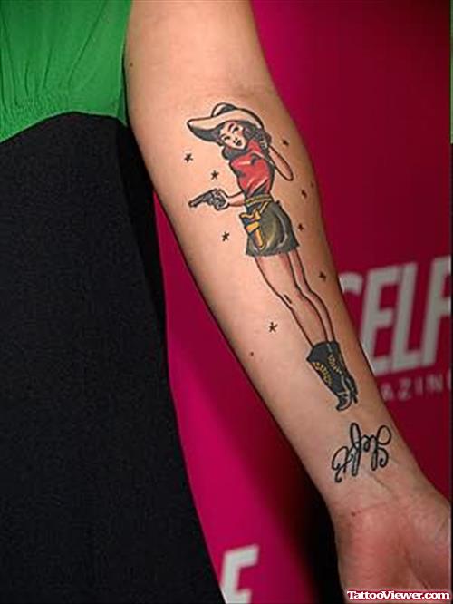 Girl Tattoo On Arm