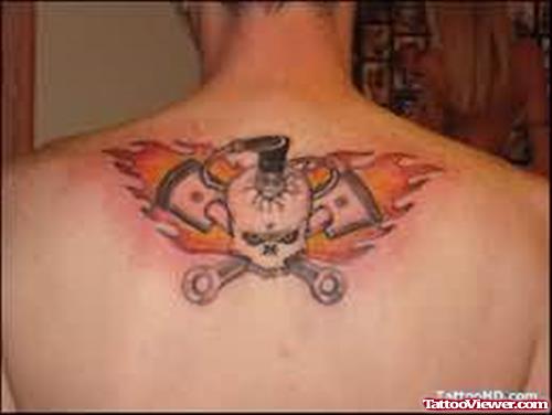 Fire Skull Cowboy Tattoo