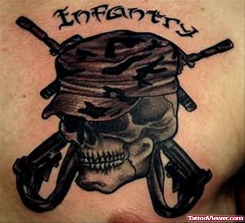 Skull and Gun Tattoo
