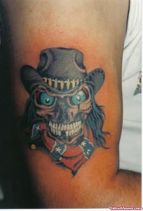 Cowboy Skull Tatttoo On Muscles