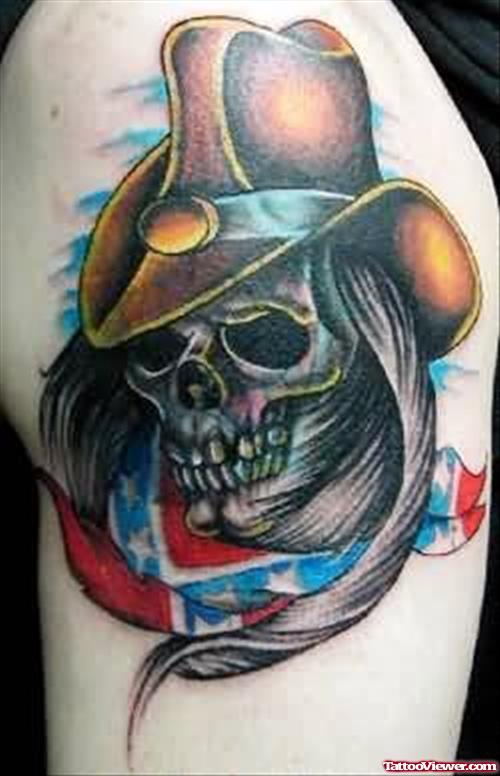 Cowboy Skull Tattoo On Shoulder